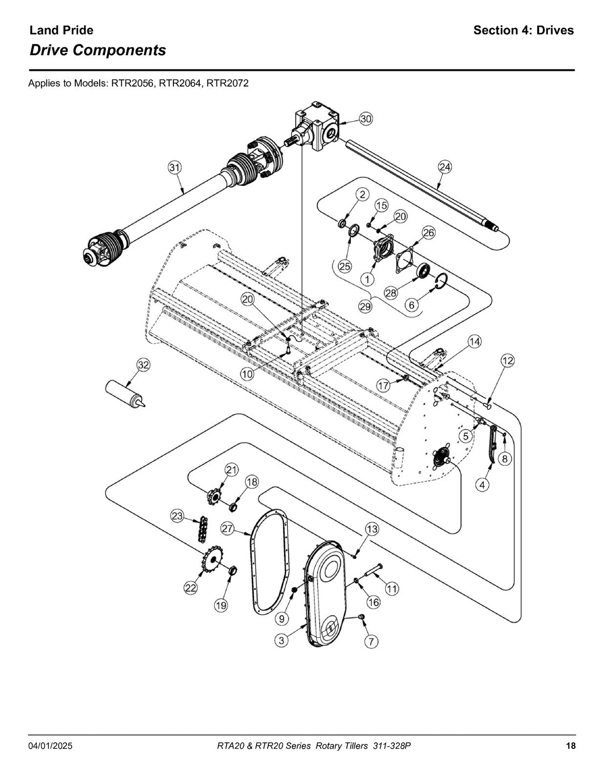 LAND PRIDE RTA2072 Forward Rotation Rotary Tillers Parts Manual 2025 - BOUND
