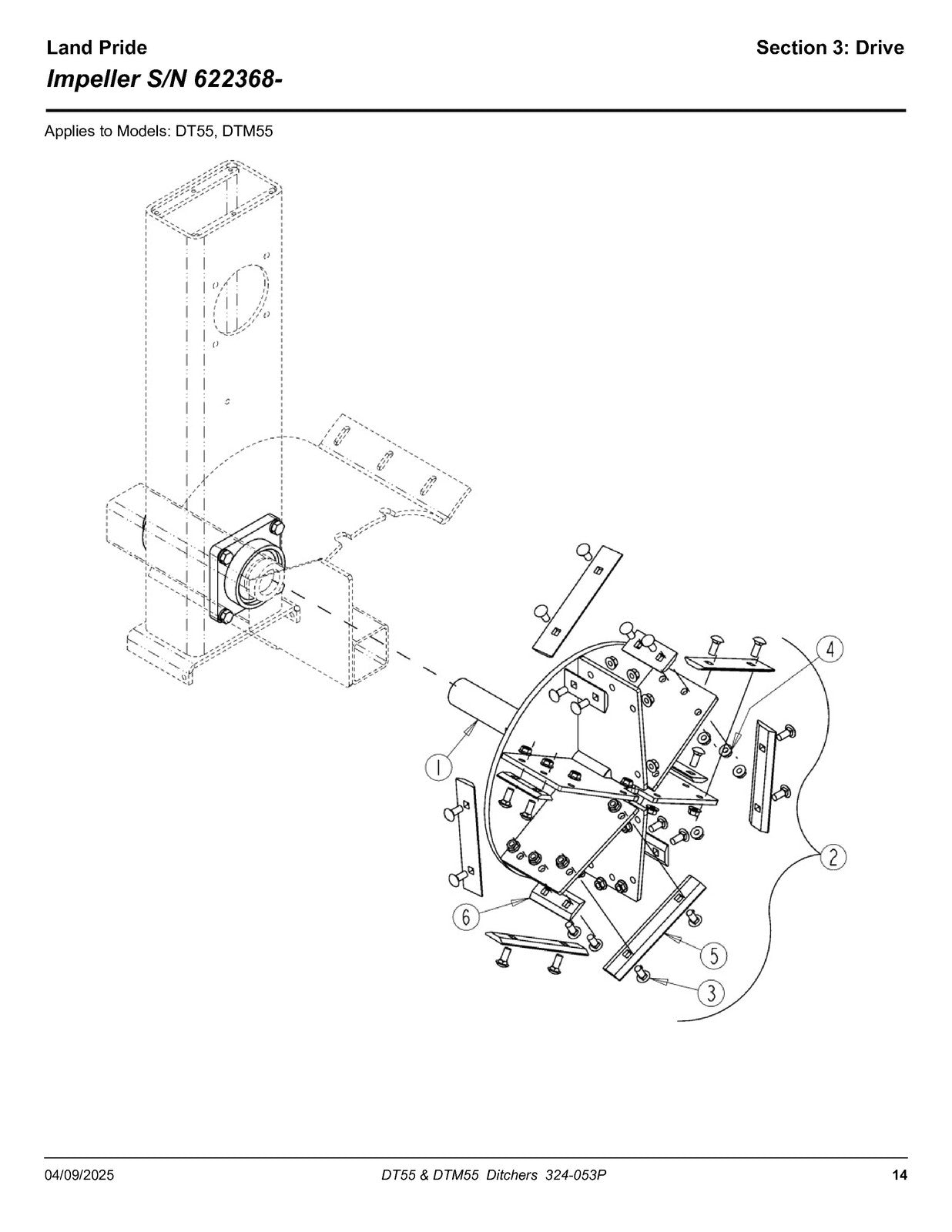 LAND PRIDE DT55 Series Ditchers Parts Manual 2025 - WIRE BOUND - TOUGH COVERS