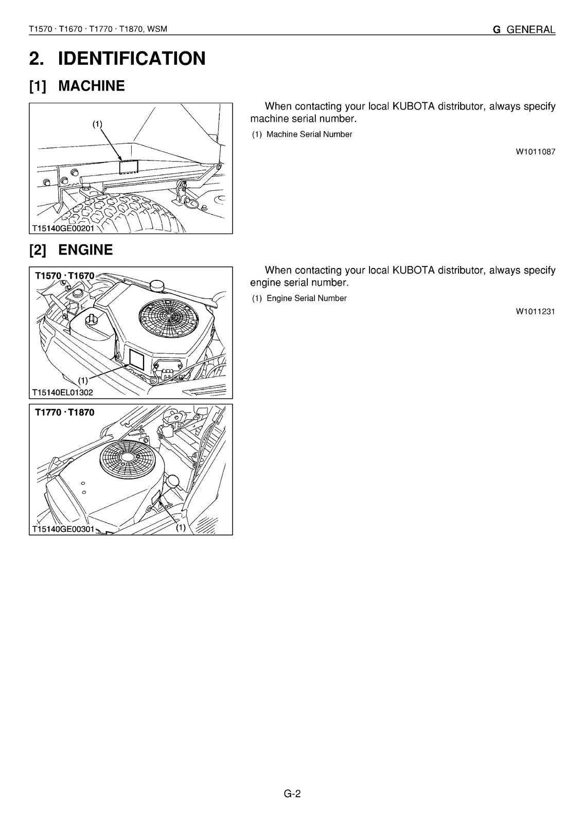 KUBOTA T1570 T1670 T1770 T1870 Workshop Manual - STEEL WIRE BOUND - TOUGH COVERS
