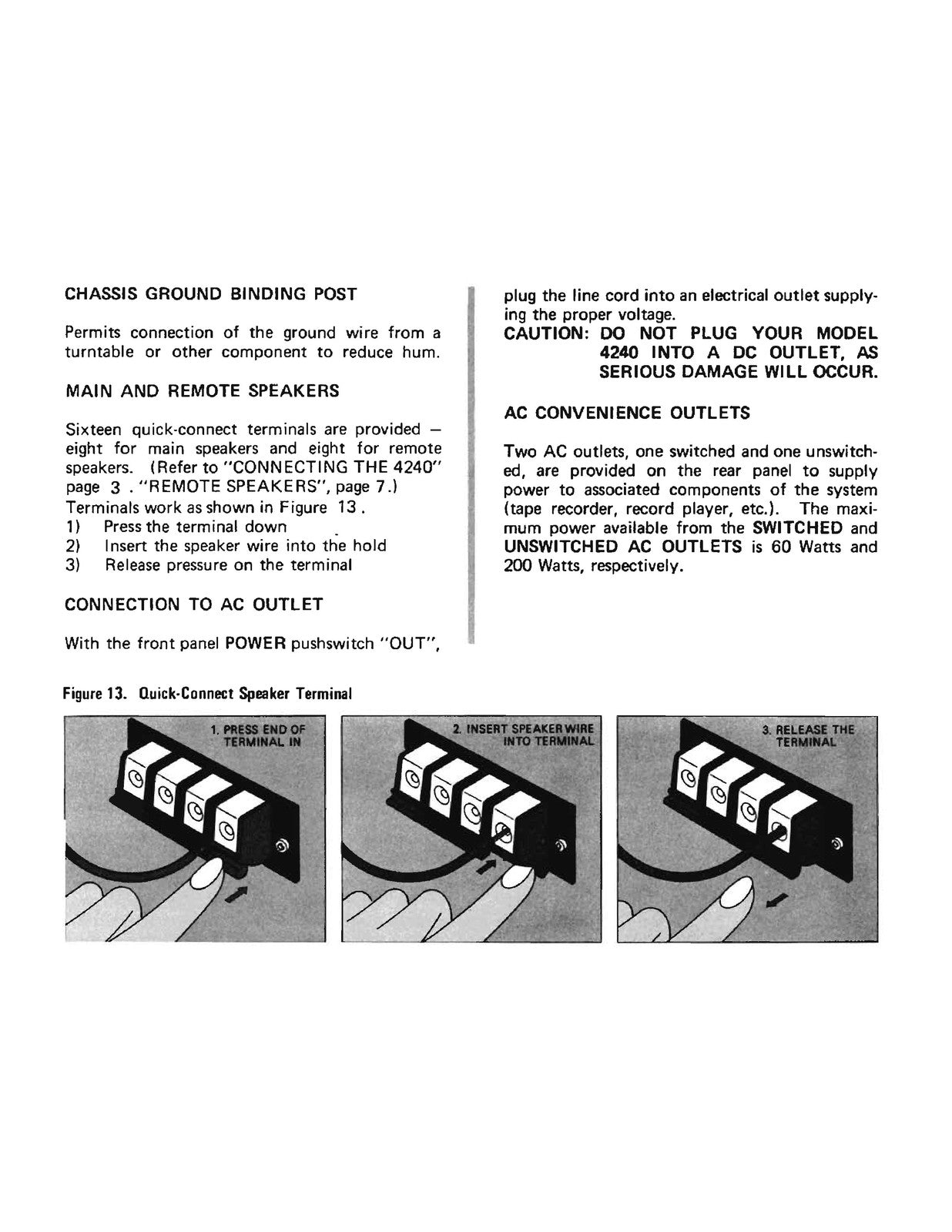 MARANTZ 4240 Stereo 2 Quadradial 4 Receiver Owners Manual - WIRE BOUND - COVERS