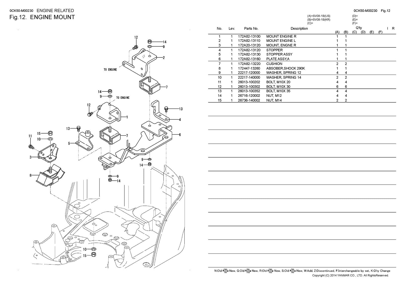 YANMAR SV08-1B Excavator Parts Catalog Manual 2017 - WIRE BOUND - TOUGH COVERS