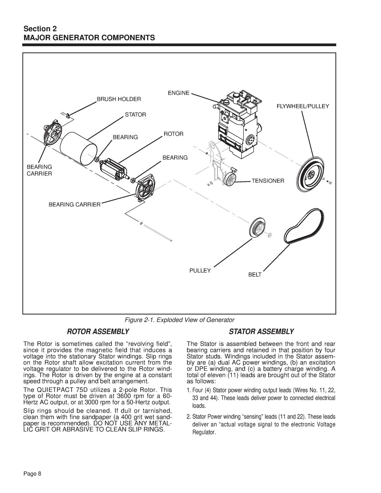 GUARDIAN QuietPact 75D RV Generator Diagnostic Repair Manual - WIRE BOUND
