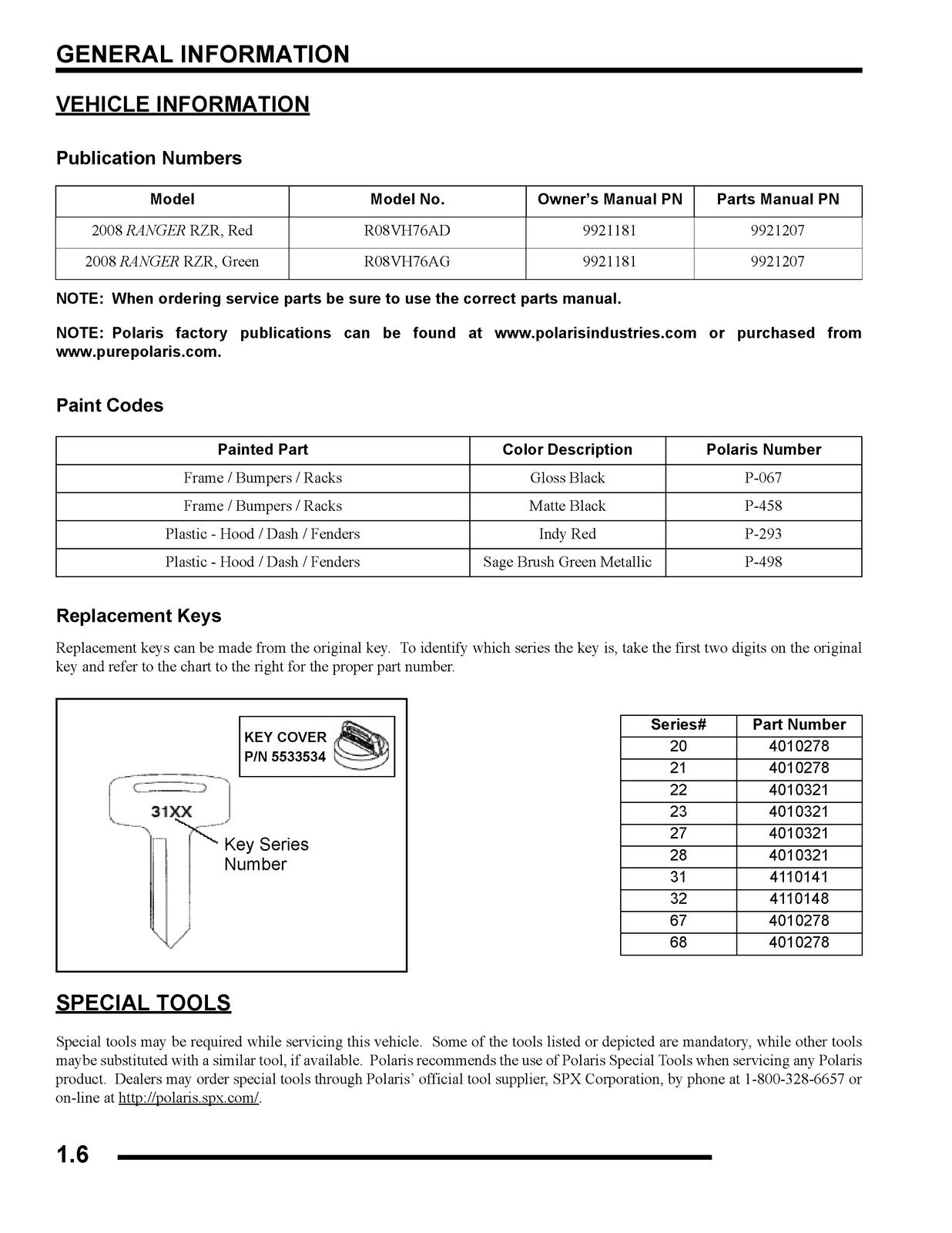 POLARIS RANGER RZR 800 Service Manual YR 2008 - BOUND - COVERS - XL FOLDOUTS