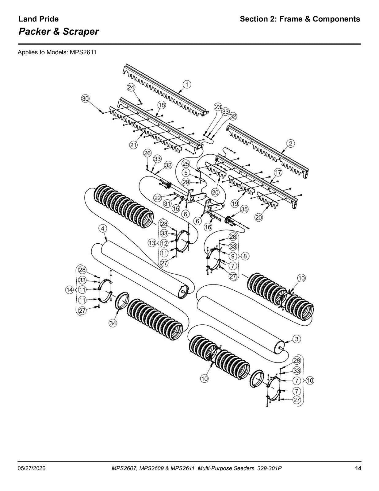 LAND PRIDE MPS26 Series Multi-purpose Seeder Parts Manual 2026 - WIRE BOUND