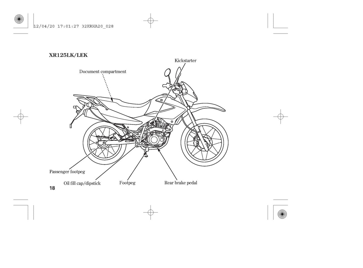 HONDA XR125L XL125L Owners Manual 2012 - STEEL WIRE BOUND - PROTECTIVE COVERS