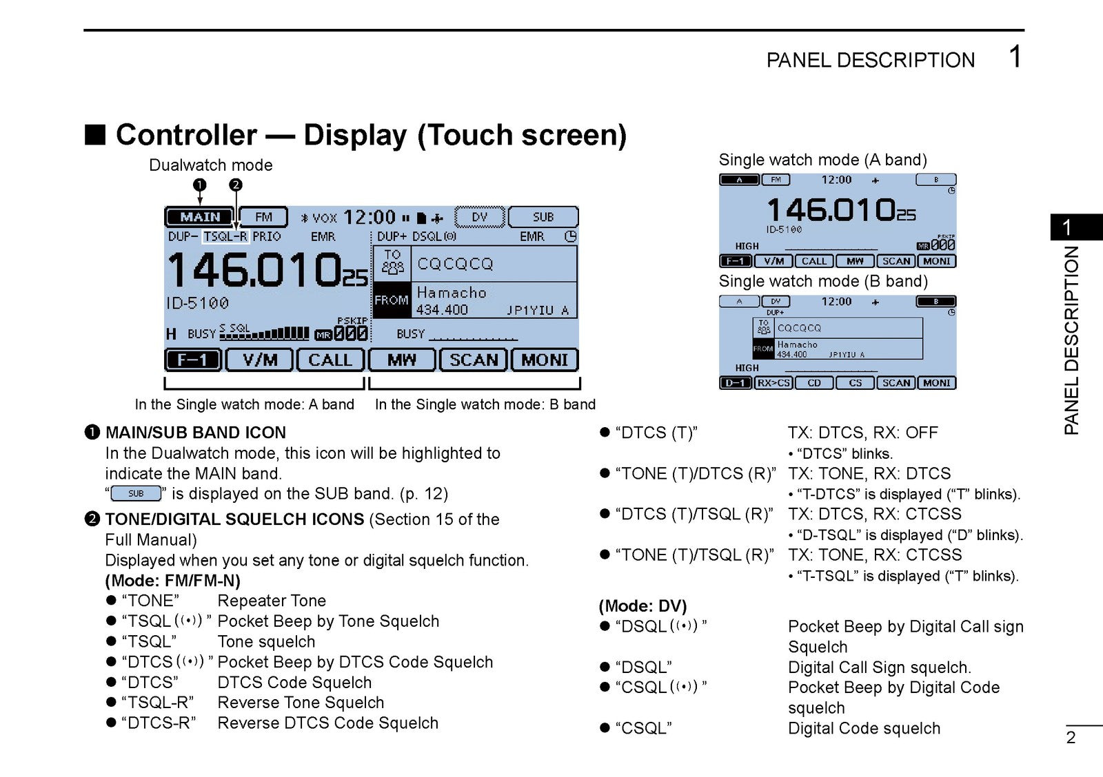 ICOM ID-5100A ID-5100E Dual Band Transceiver Instruction Manual - WIRE BOUND
