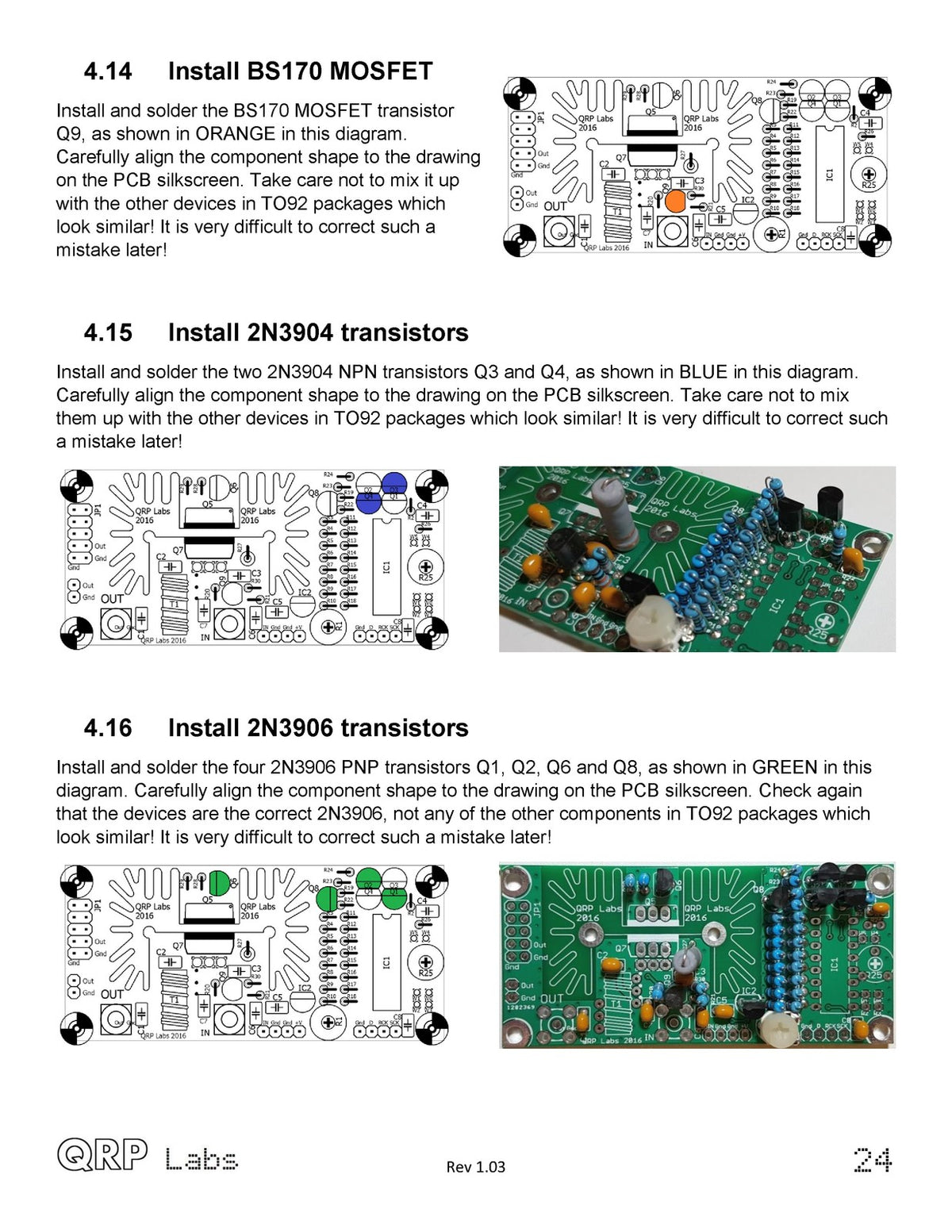 QRP LABS PA 5W HF Kit Assembly Instructions Manual 2016 - WIRE BOUND - COVERS
