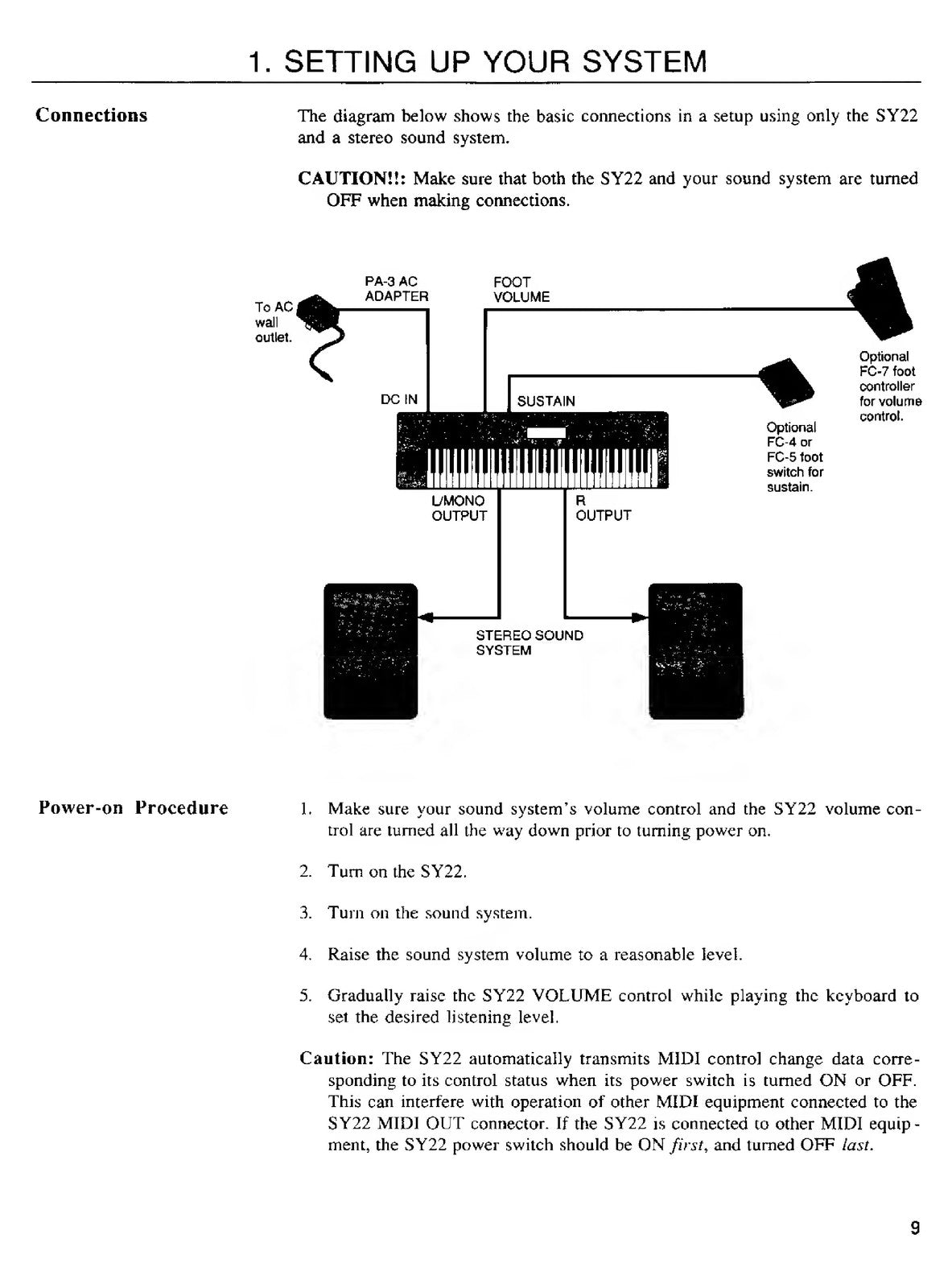 YAMAHA SY22 Music Synthesizer Operating Manual - STEEL WIRE BOUND - TOUGH COVERS