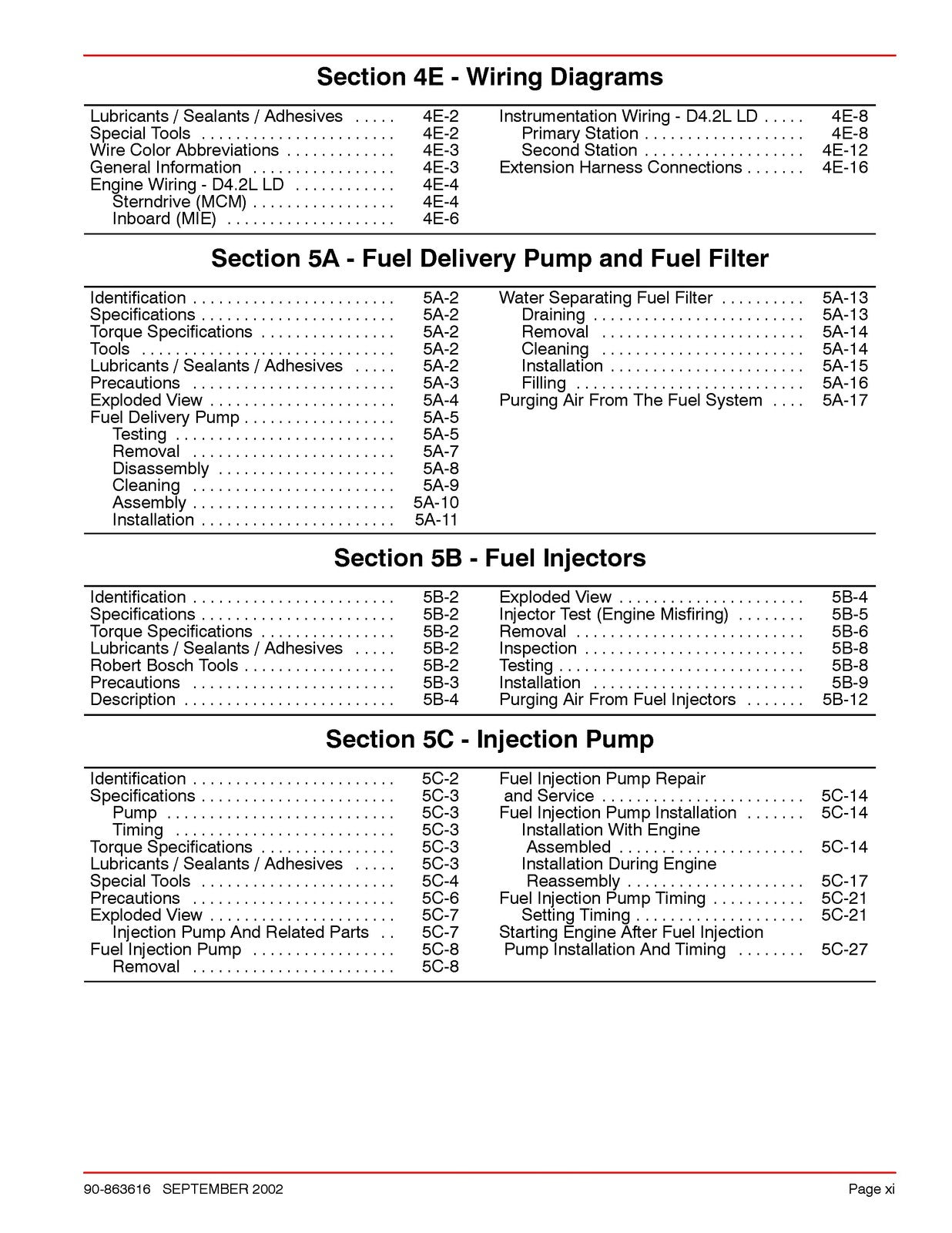 MERCURY MERCRUISER D42L Diesel Engine Service Manual 2002 - WIRE BOUND - COVERS