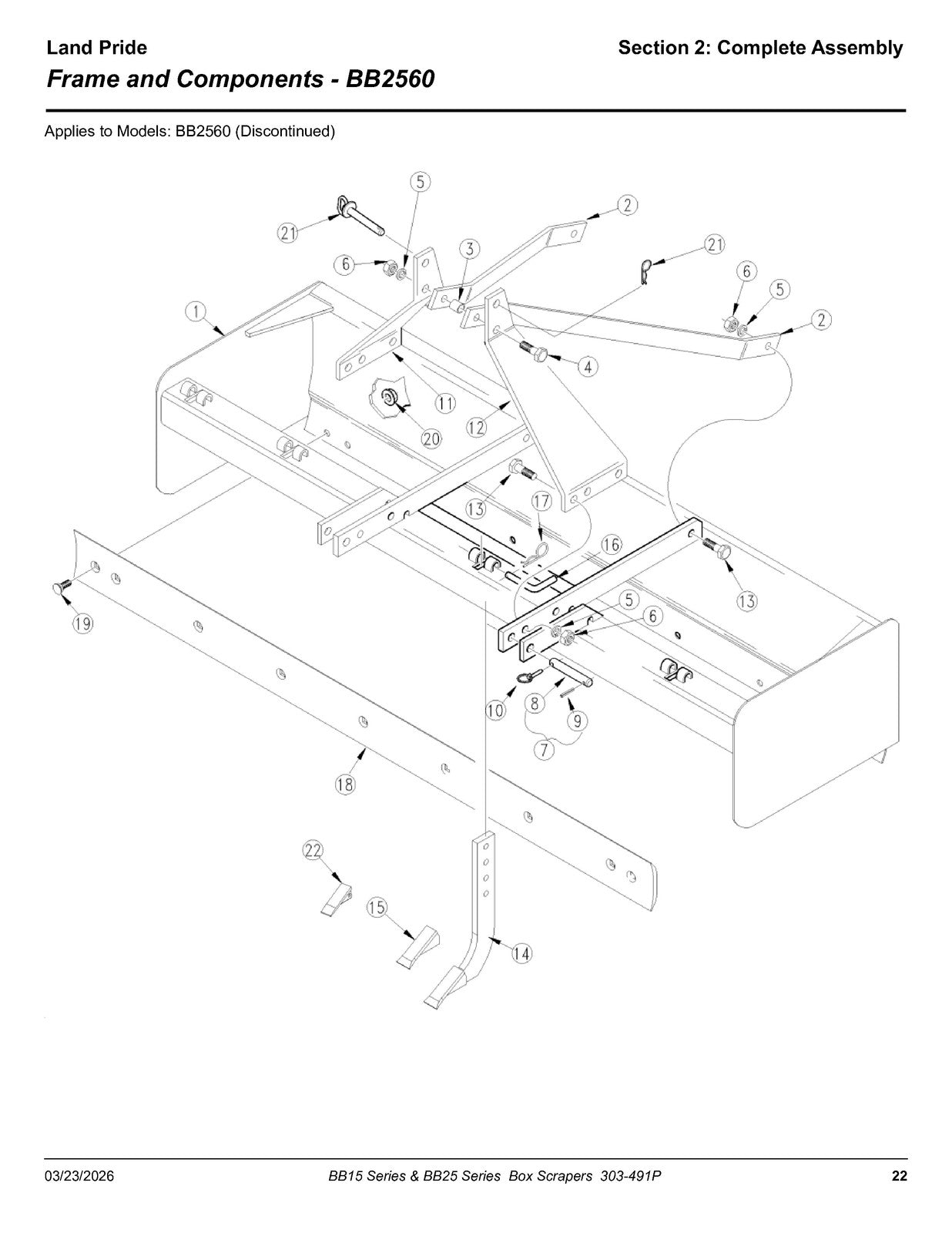 LAND PRIDE BB15 Series Box Scrapers Parts Manual 2026 - WIRE BOUND - COVERS