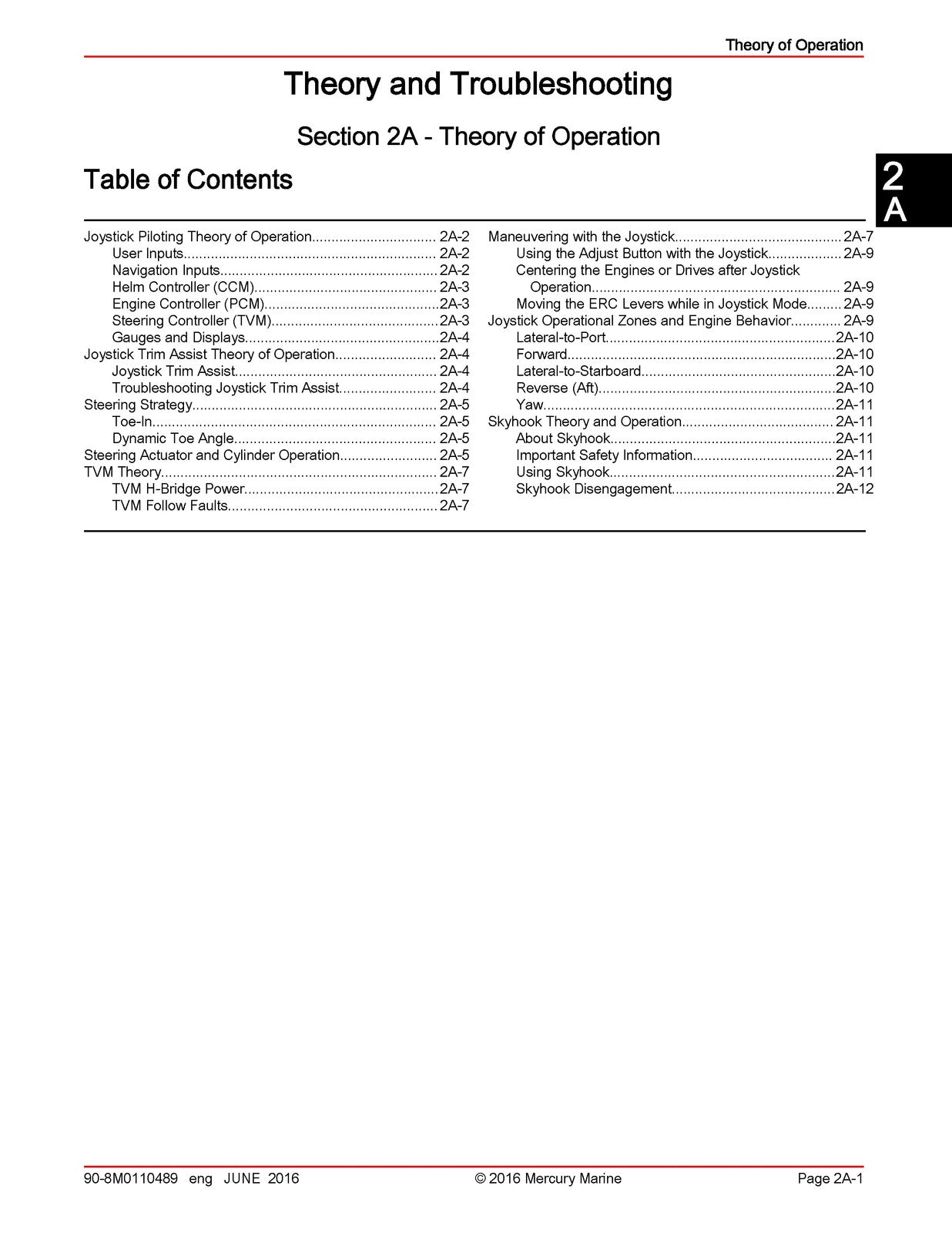 MERCURY MERCRUISER Joystick Piloting For Outboards Diagnostic Manual 2016
