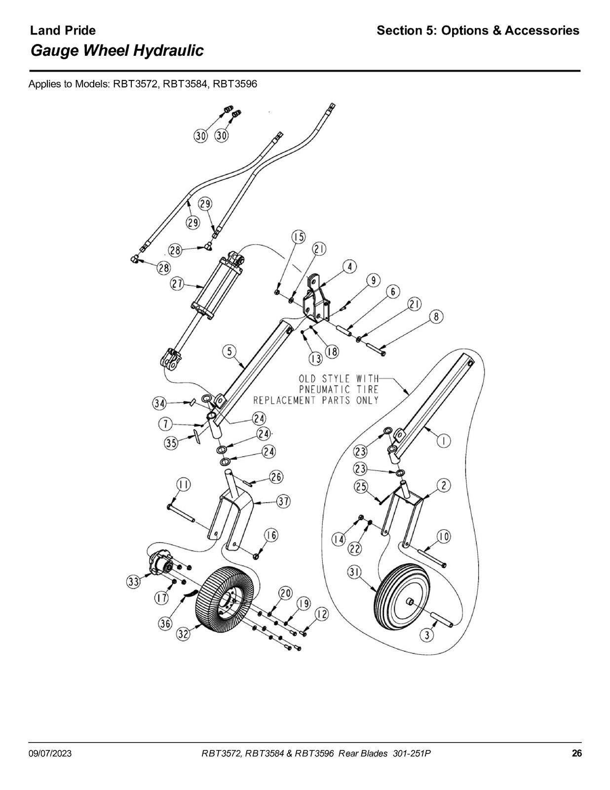LAND PRIDE RBT35 Series Rear Blades Parts Manual 2023 - WIRE BOUND - COVERS