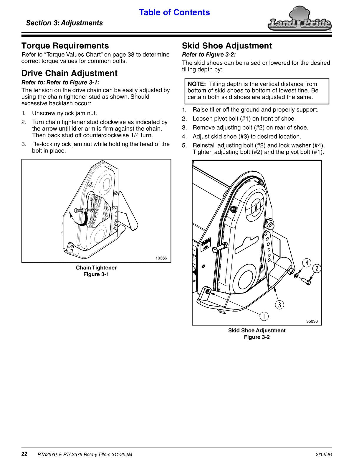 LAND PRIDE RTA2570 Forward Rotation Rotary Tillers Operators Manual - WIRE BOUND