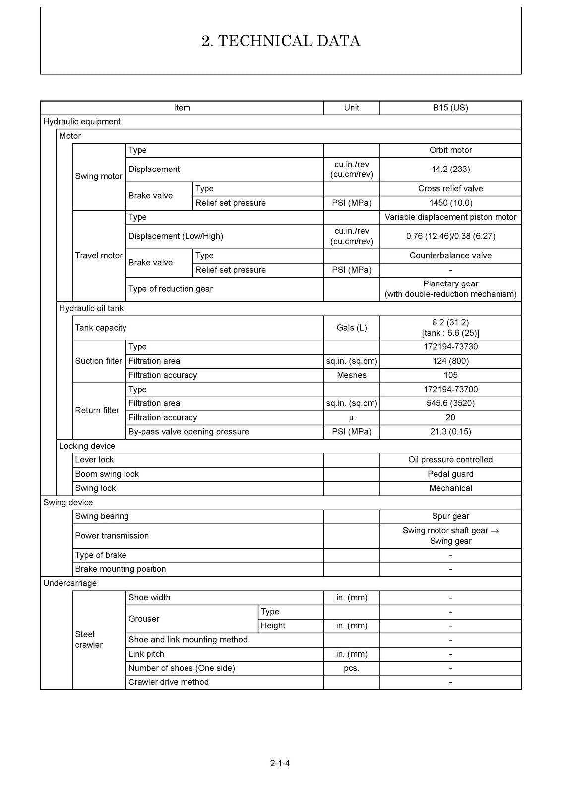 YANMAR B15US Excavator Service Manual - BOUND - COVERS - XL FOLDOUT PAGES