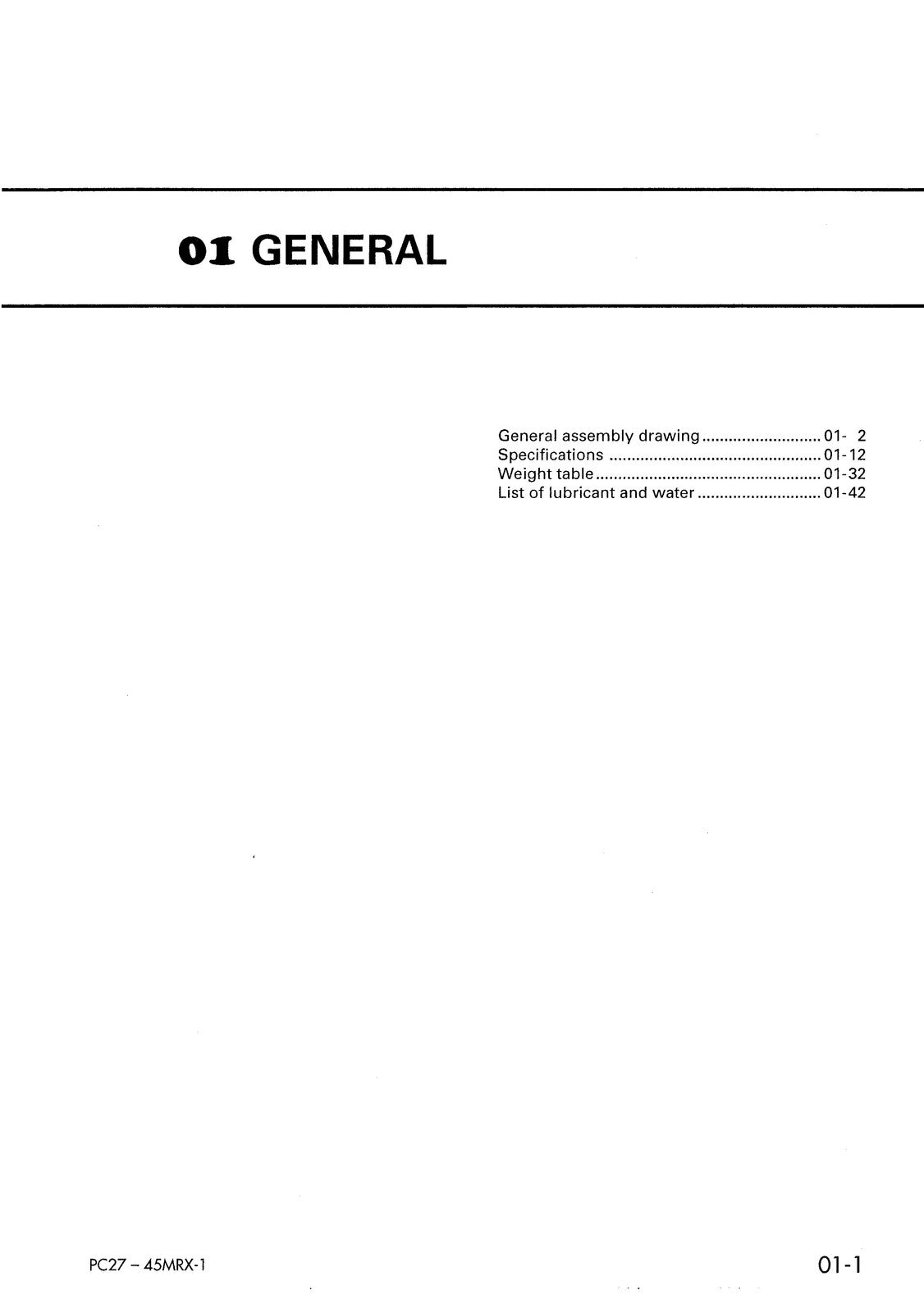 KOMATSU PC27MRX-1 30 35 40 PC45MRX-1 Shop Manual - BOUND - COVERS - XL FOLDOUTS