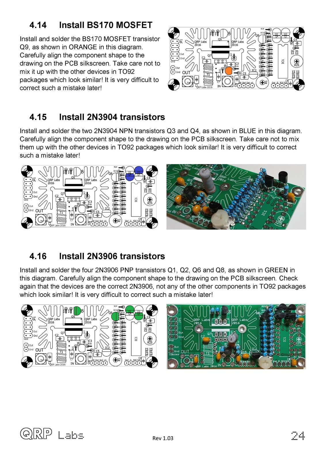 QRP LABS 5W HF PA Kit Assembly Instructions Manual 2016 - WIRE BOUND - COVERS