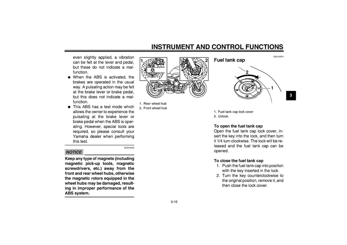 YAMAHA XJ6N XJ6NA Owners Manual 2010 - STEEL WIRE BOUND - PROTECTIVE COVERS