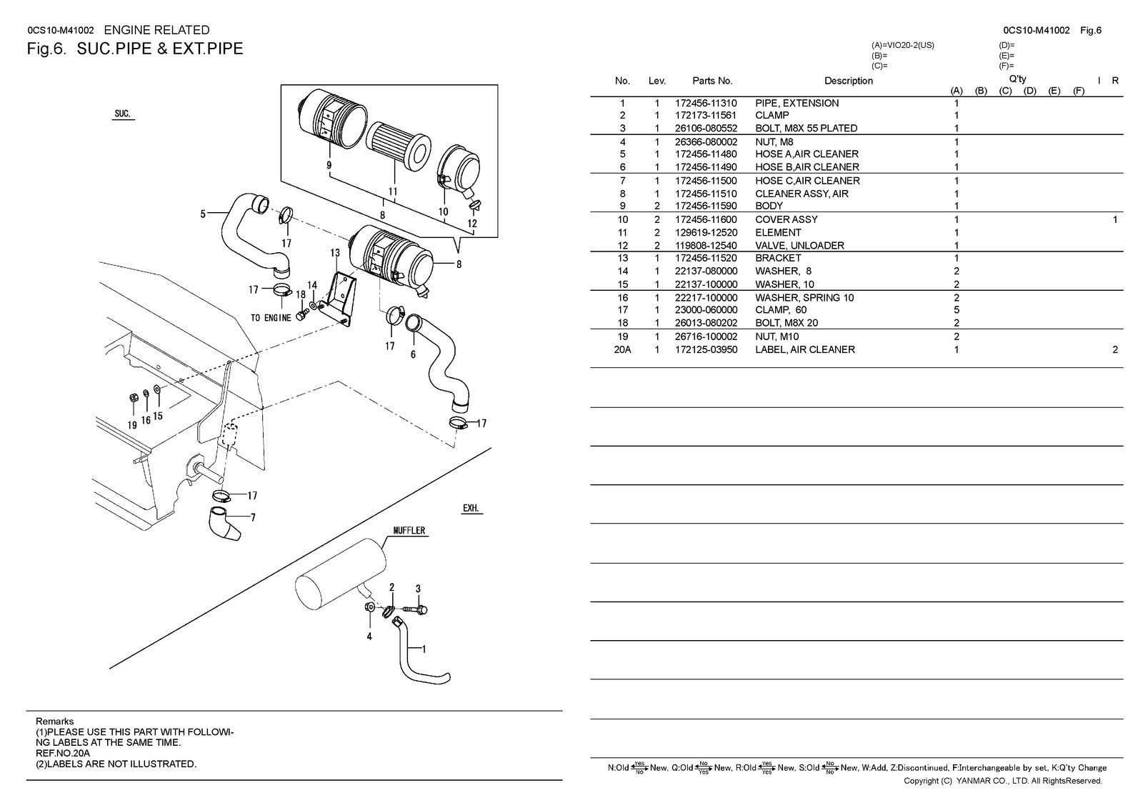 YANMAR ViO20-2 Excavator Parts Catalog Manual 2018 - WIRE BOUND - TOUGH COVERS