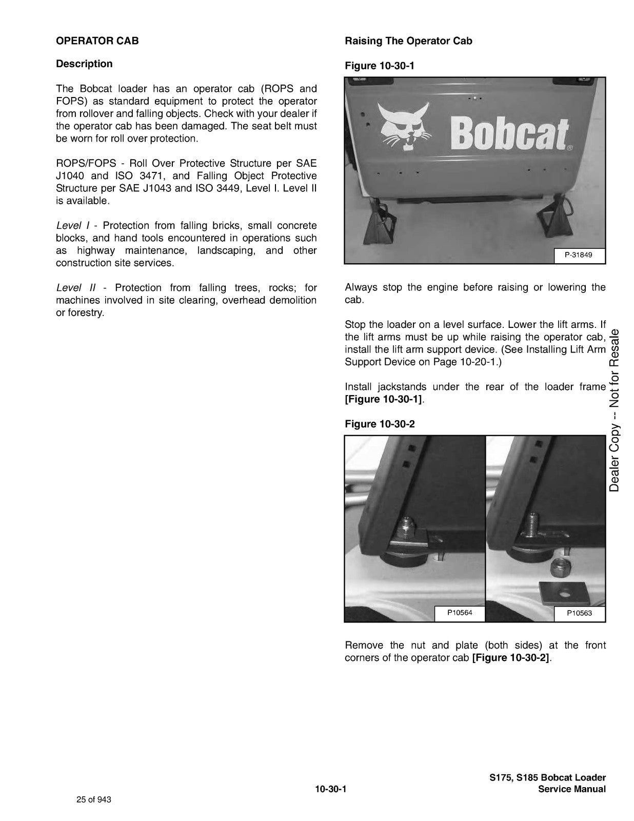 BOBCAT S175 S185 Turbo Service Manual 2009 SN 525011001 Up, FOLDOUTS