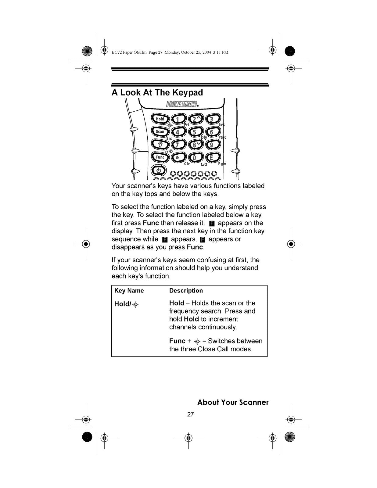 UNIDEN BC72XLT Scanner Owners Manual 2004 - STEEL WIRE BOUND - PROTECTIVE COVERS