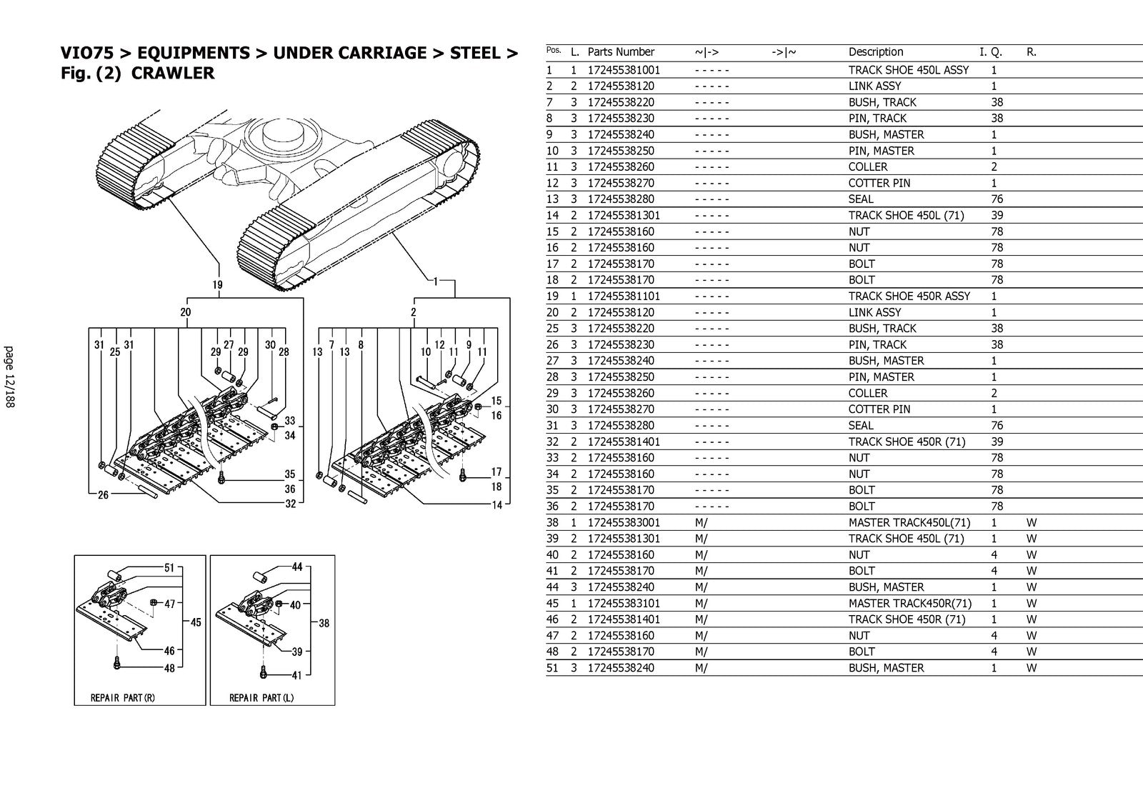 YANMAR ViO75 Crawler Excavator Parts Catalog Manual - WIRE BOUND - TOUGH COVERS