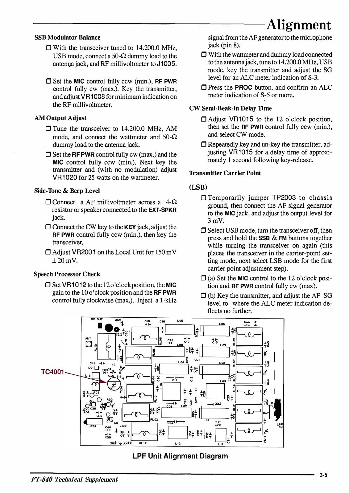 YAESU FT-840 HF Transceiver Service Manual - BOUND - COVERS - XL FOLDOUT PAGES