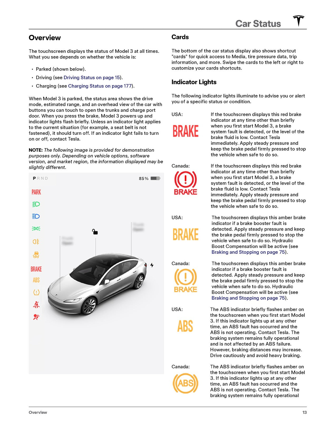 TESLA Model 3 2025 Owners Manual - STEEL WIRE BOUND - PROTECTIVE COVERS
