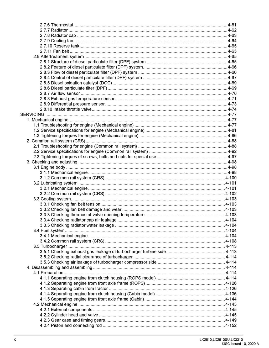 KUBOTA LX2610 LX2610SU LX3310 WORKSHOP MANUAL - BOUND - COVERS - XL FOLDOUTS