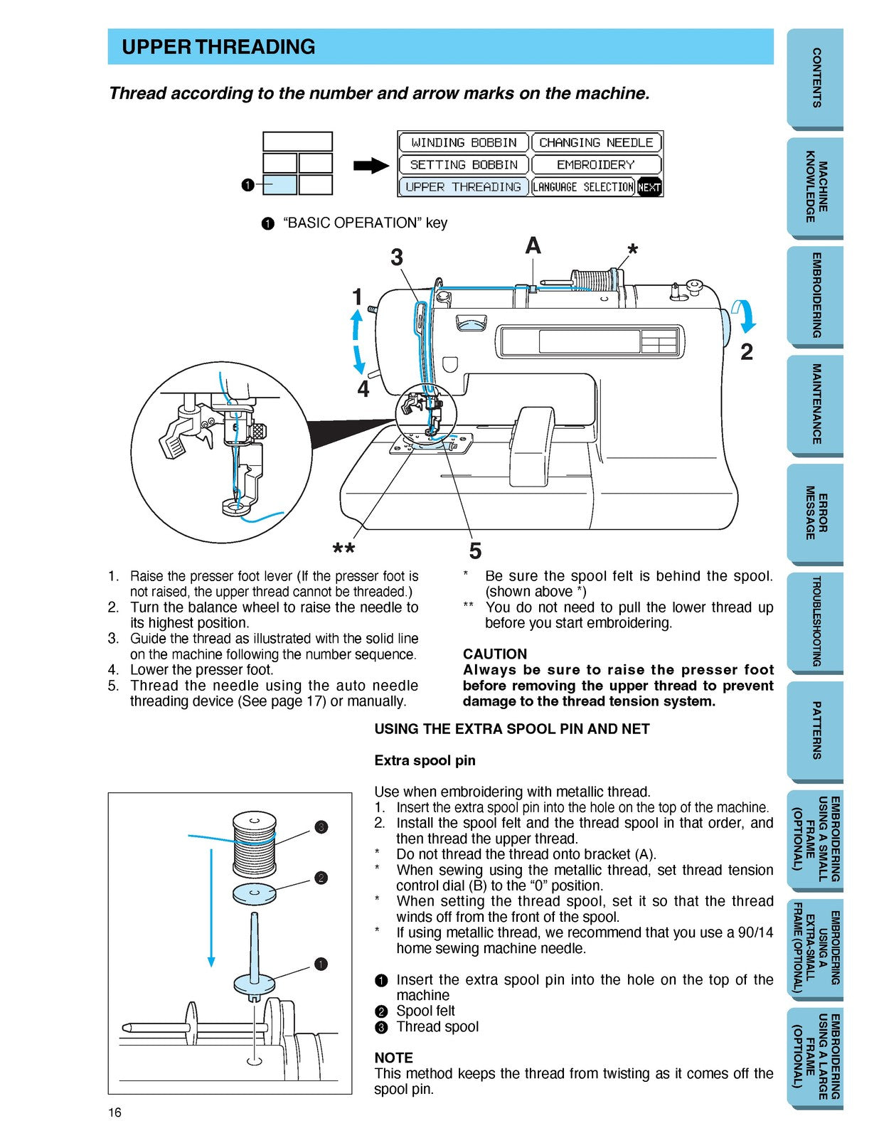 BROTHER PE-150 Personal Embroidery System Instruction Manual - WIRE BOUND