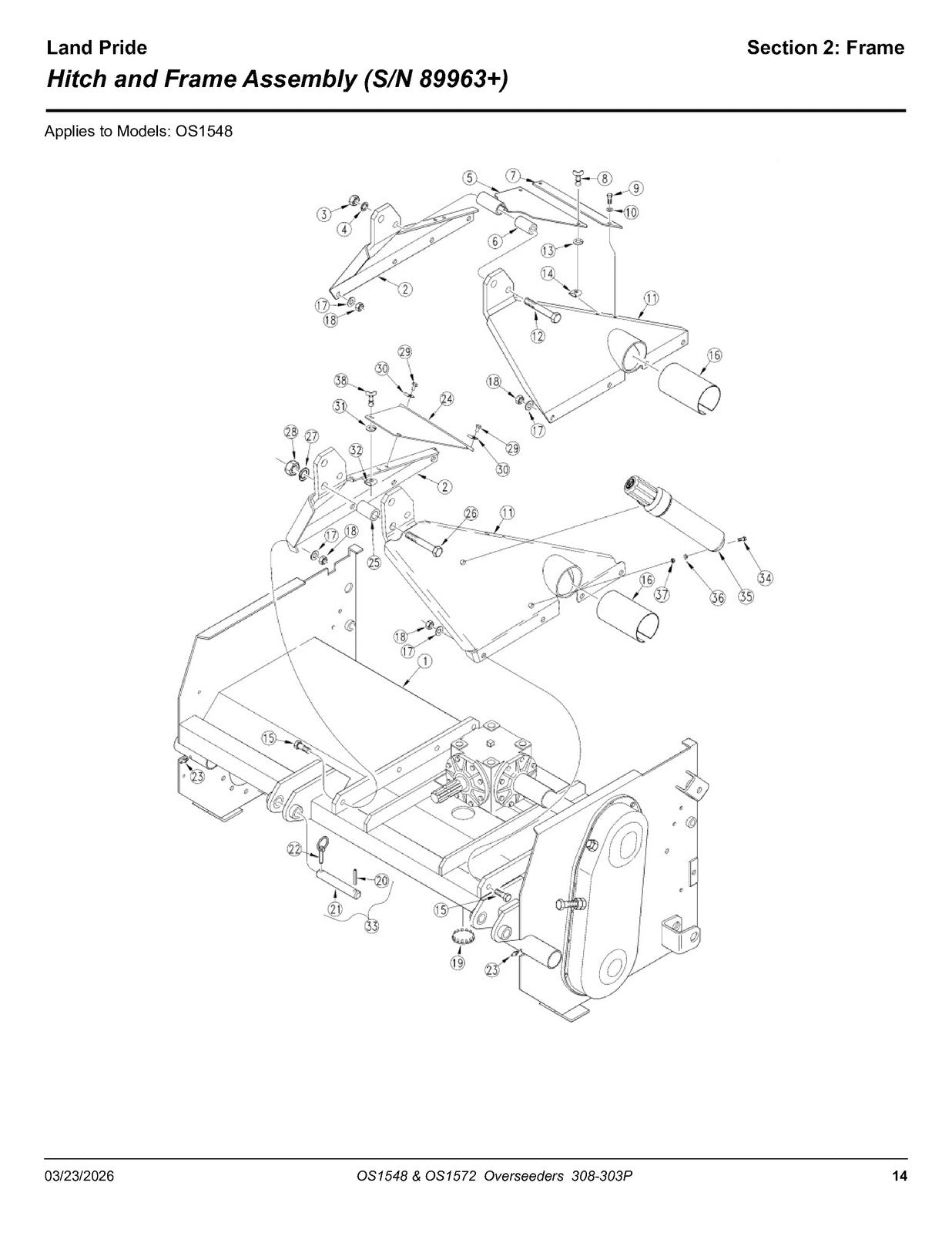 LAND PRIDE OS15 Series Overseeders Parts Manual 2026 - WIRE BOUND - TOUGH COVERS