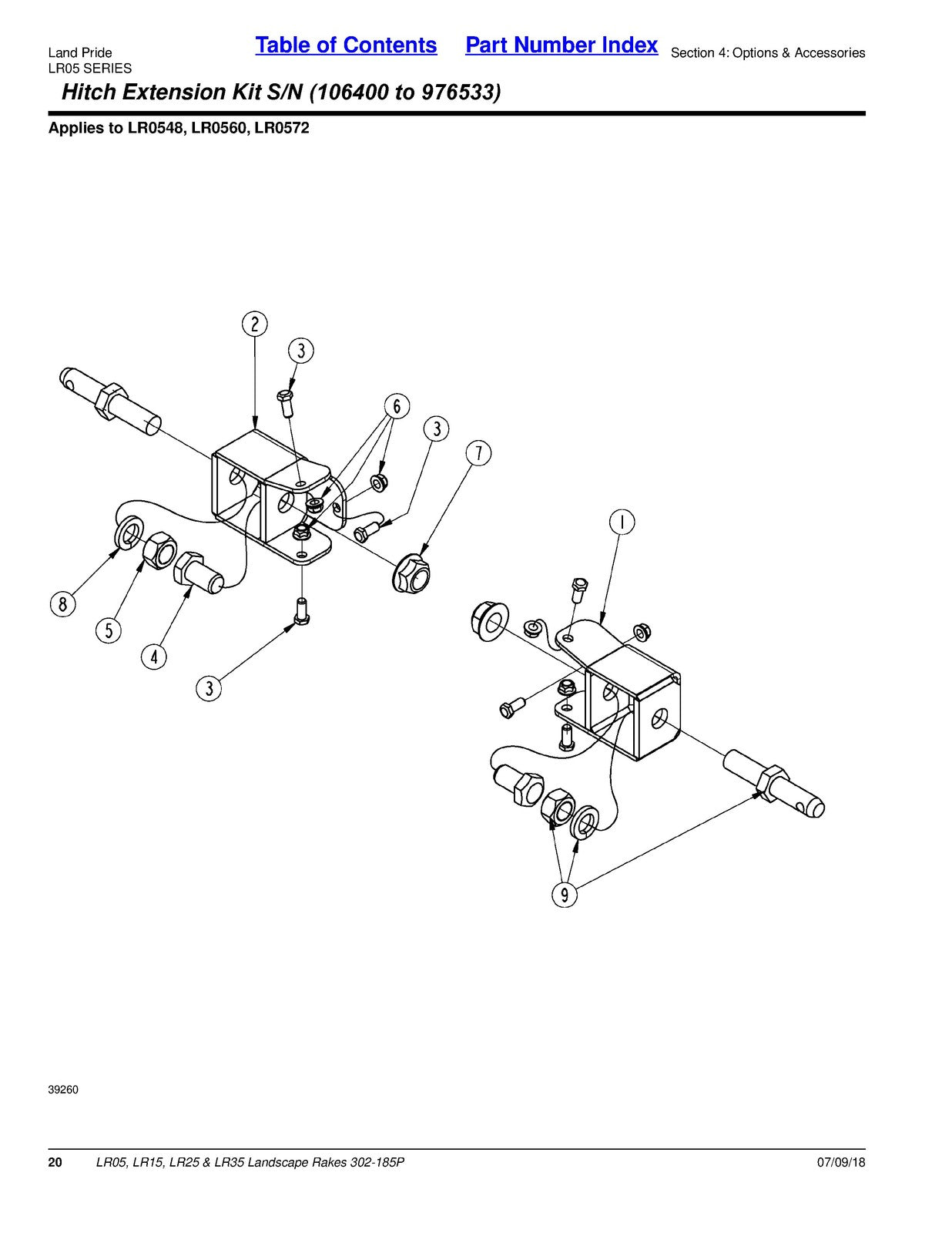 LAND PRIDE LR05 Series Landscape Rakes Parts Manual 2018 - WIRE BOUND - COVERS