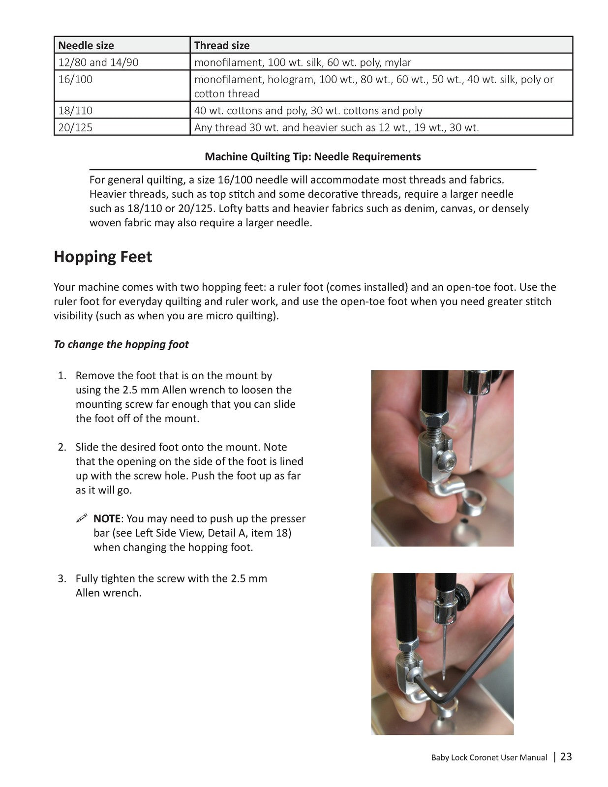 BABY LOCK Coronet Sewing Machine Instruction Manual - WIRE BOUND - TOUGH COVERS