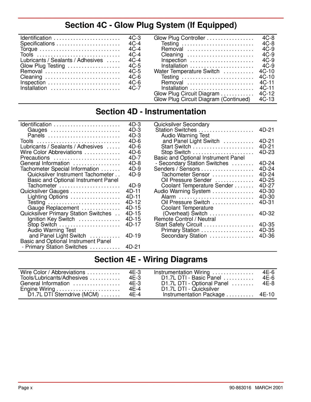 MERCURY MERCRUISER NO 29 D17L DTI 0M055001 & UP SERVICE MANUAL - WIRE BOUND