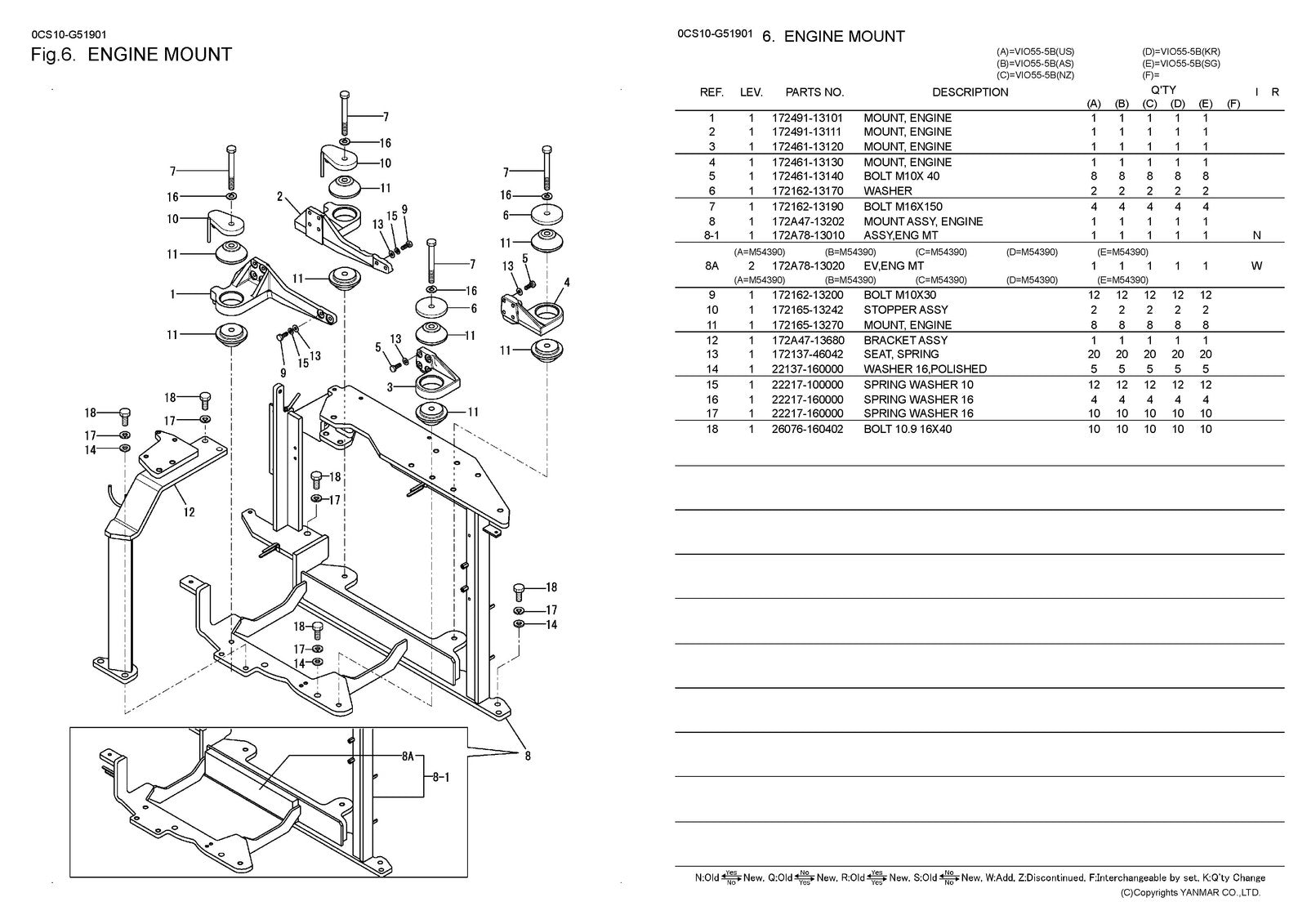 YANMAR ViO55-5B Excavator Parts Catalog Manual 2013 - WIRE BOUND - TOUGH COVERS