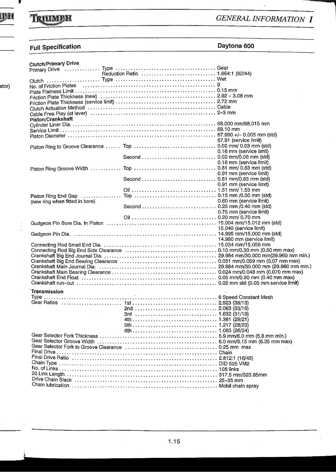 TRIUMPH Daytona 600 Motorcycle Service Manual 2002-2004, BOUND, COVERS, FOLDOUTS