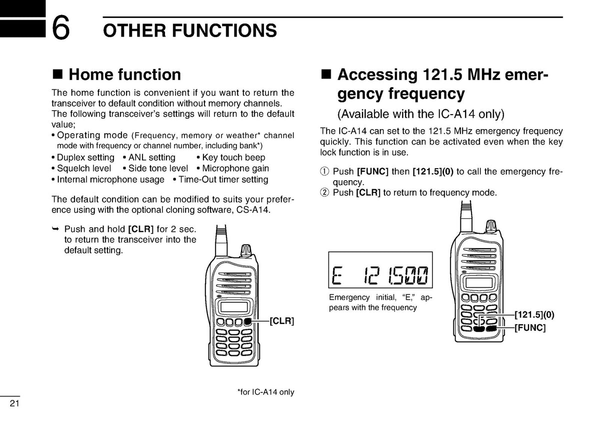 ICOM IC-A14 IC-A14S VHF Air Band Transceiver Instruction Manual - WIRE BOUND