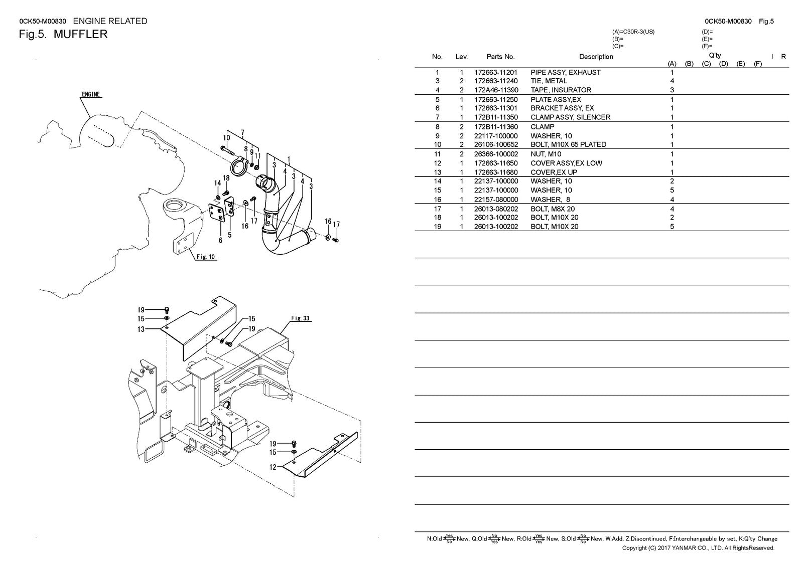 YANMAR C30R-3 Crawler Carrier Parts Catalog Manual 2017 - WIRE BOUND - COVERS