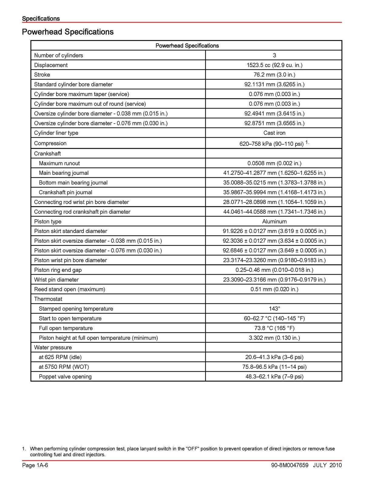 MERCURY MERCRUISER 75 90 115 125 115 Workshop Manual 2010 SN 0T801000 Up - BOUND