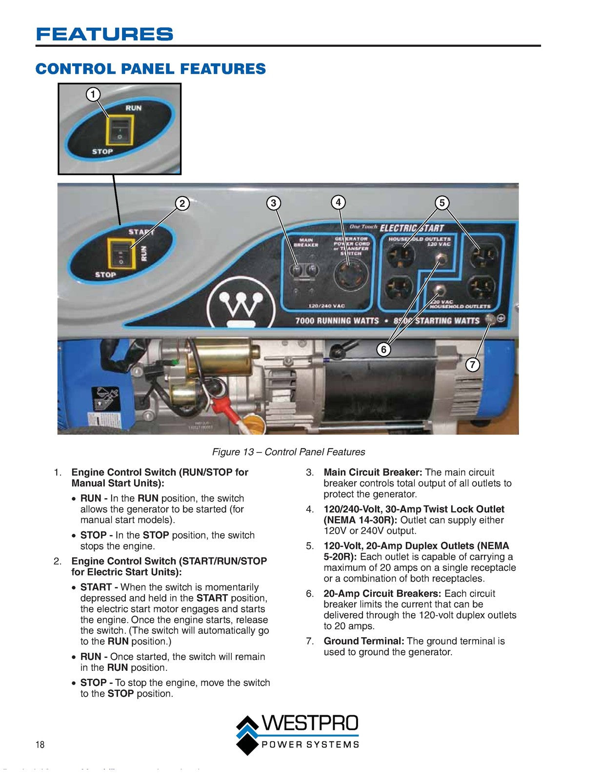 WESTINGHOUSE Portable Generator WH4500  WH6000 WH7000E Owners Manual - BOUND
