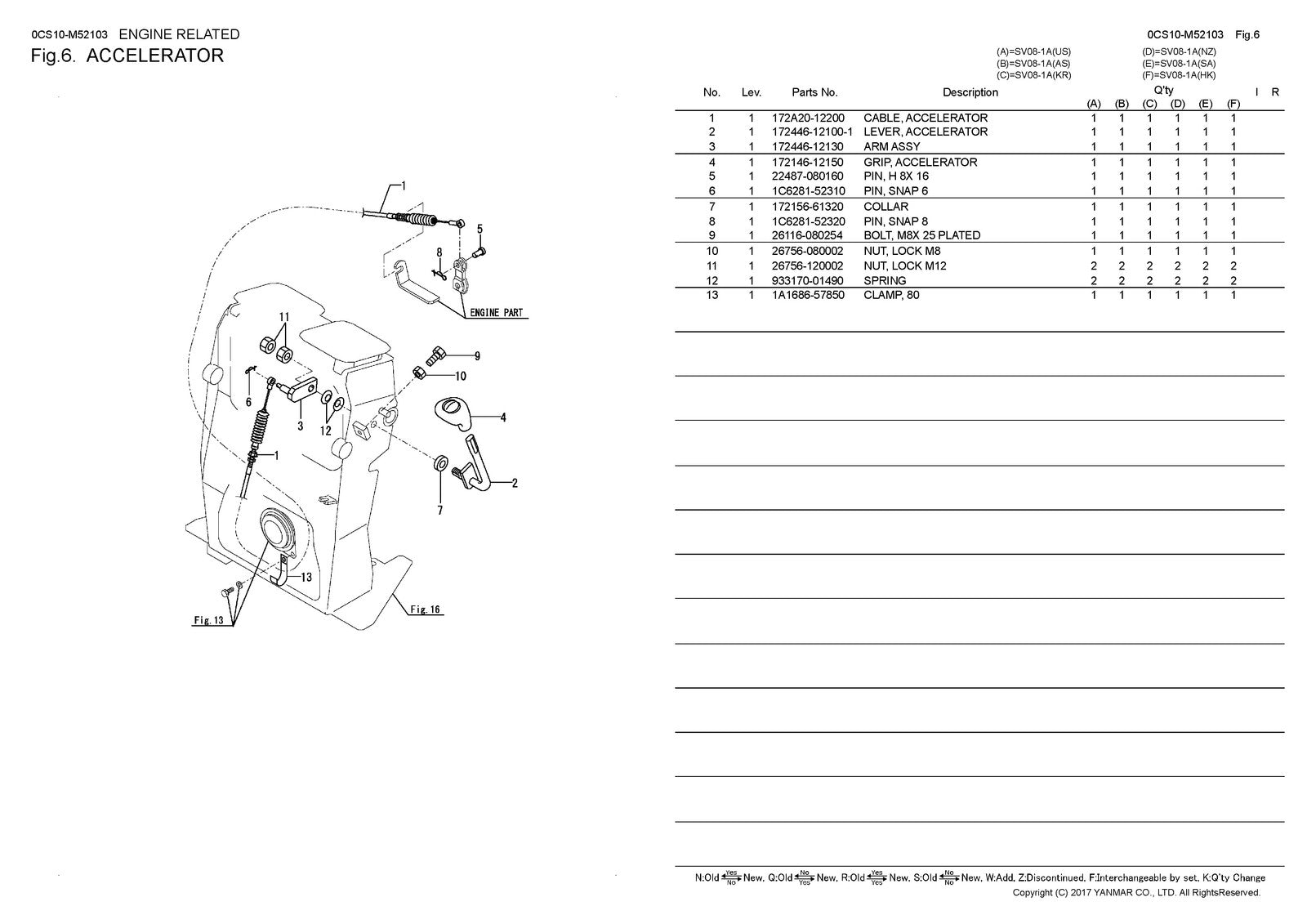 YANMAR SV08-1A Excavator Parts Catalog Manual 2017 - WIRE BOUND - TOUGH COVERS