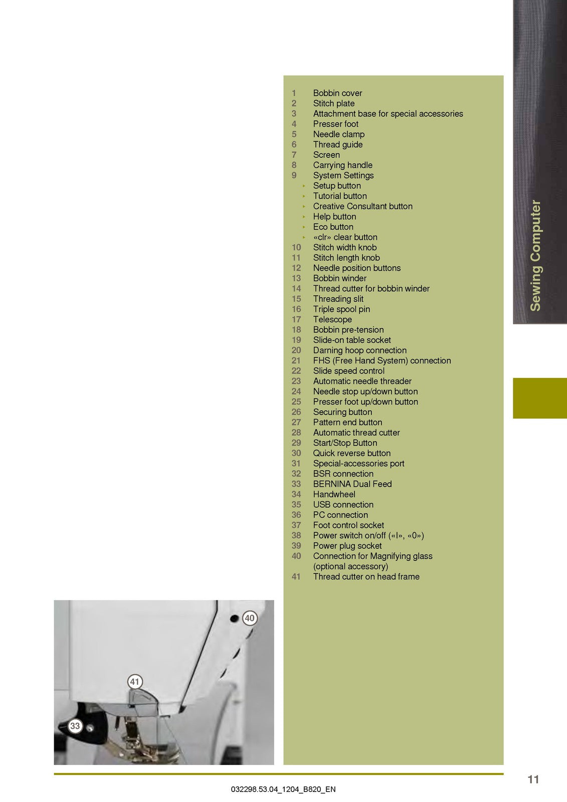 BERNINA 820 QE Quilters Edition User Manual - STEEL WIRE BOUND - TOUGH COVERS