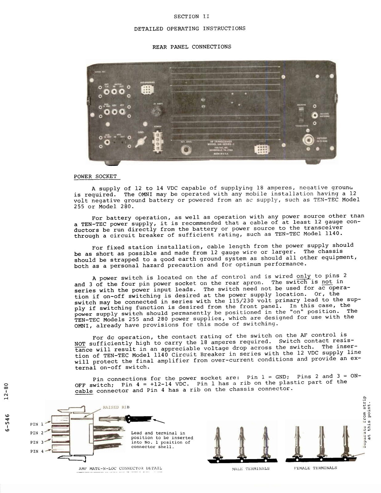 TEN TEC Omni Model 546 Owners Manual - STEEL WIRE BOUND - PROTECTIVE COVERS