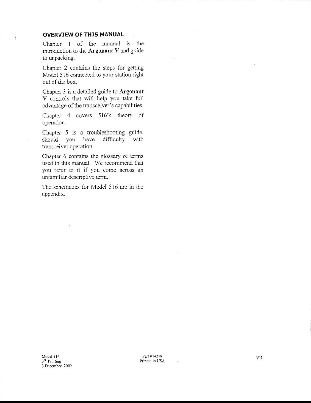 TEN TEC Argonaut Model 516 Operating Manual - STEEL WIRE BOUND - TOUGH COVERS