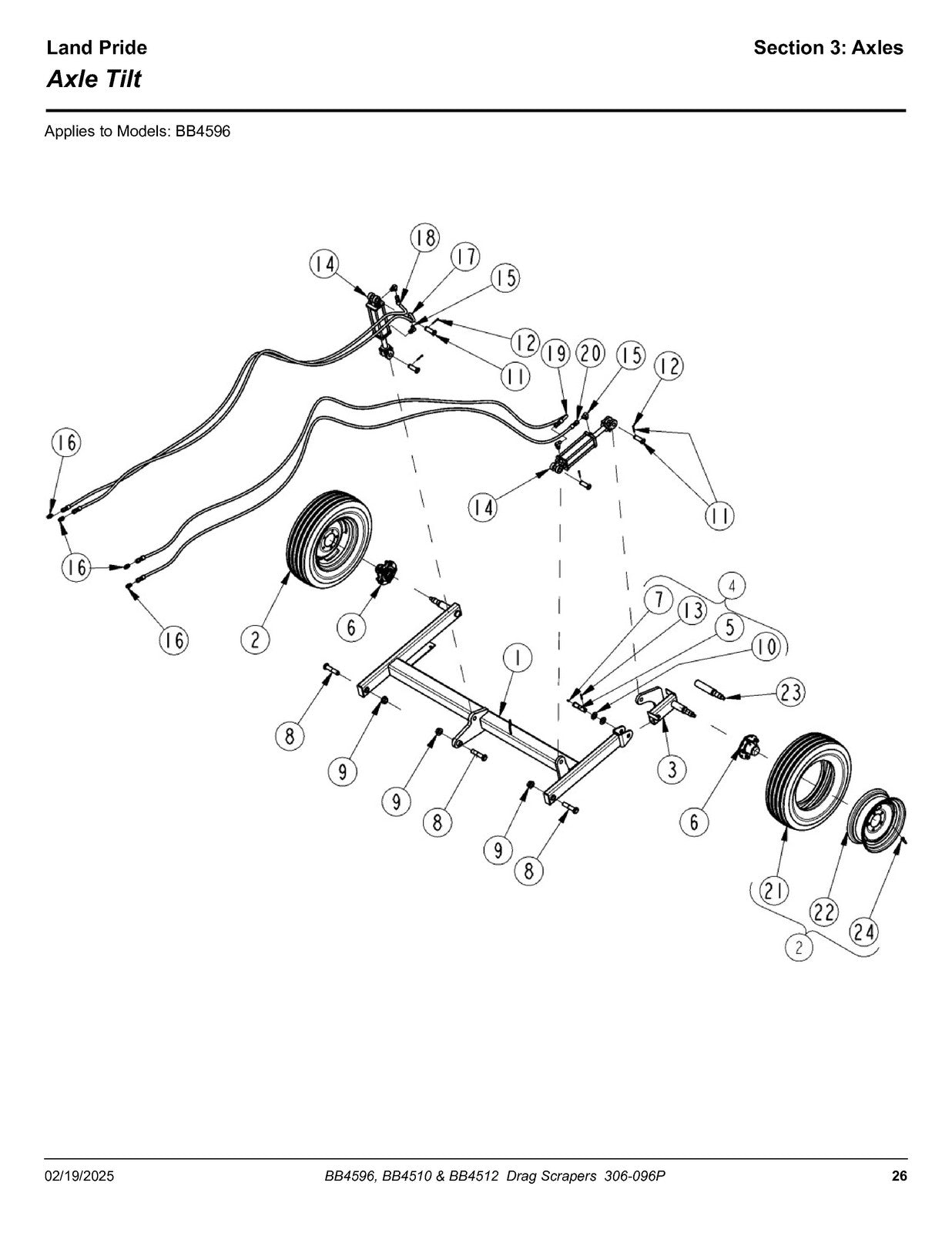 LAND PRIDE BB45 Series Drag Scrapers Parts Manual 2025 - WIRE BOUND - COVERS