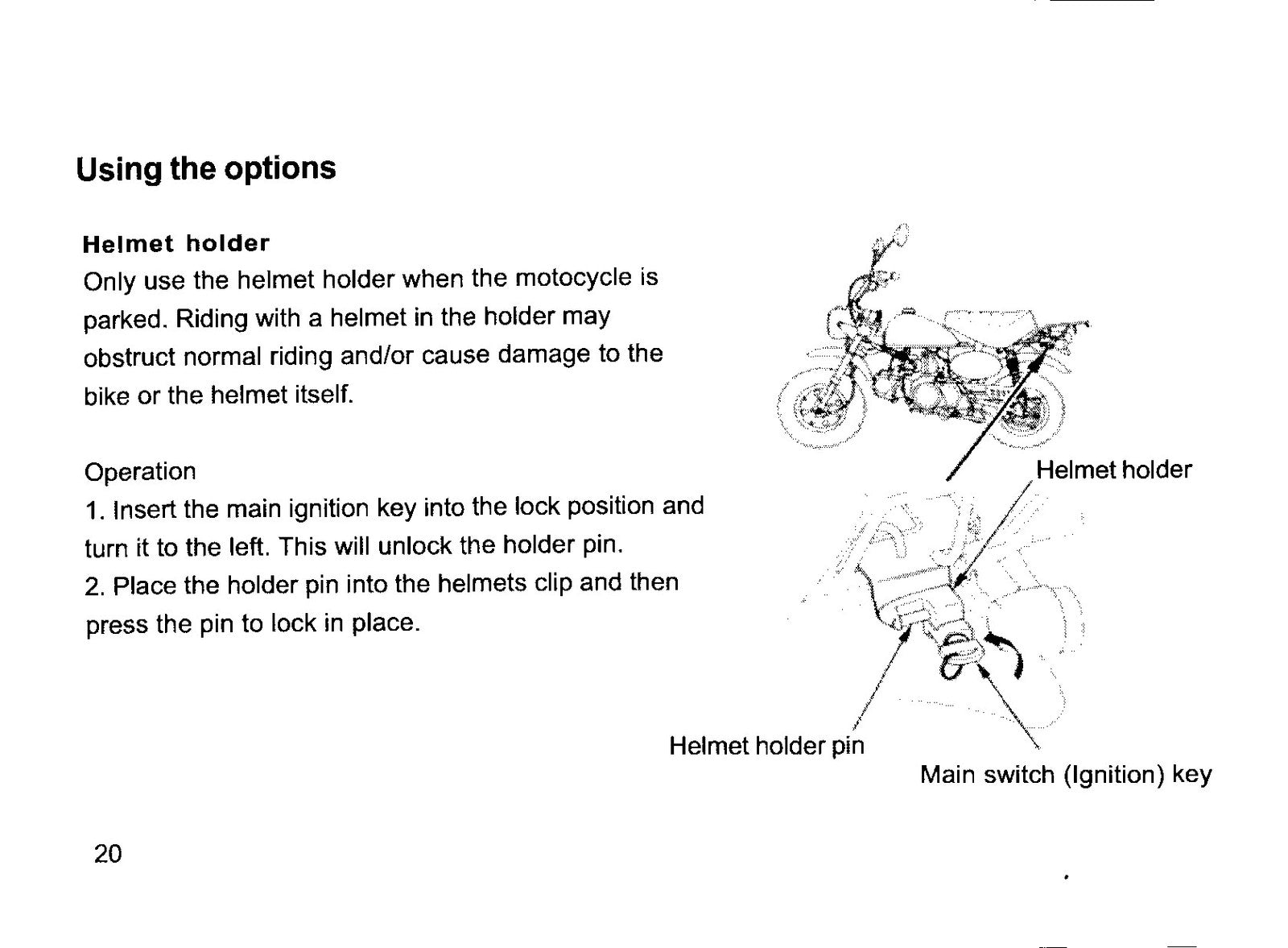 HONDA Monkey Owners Manual - STEEL WIRE BOUND - PROTECTIVE COVERS