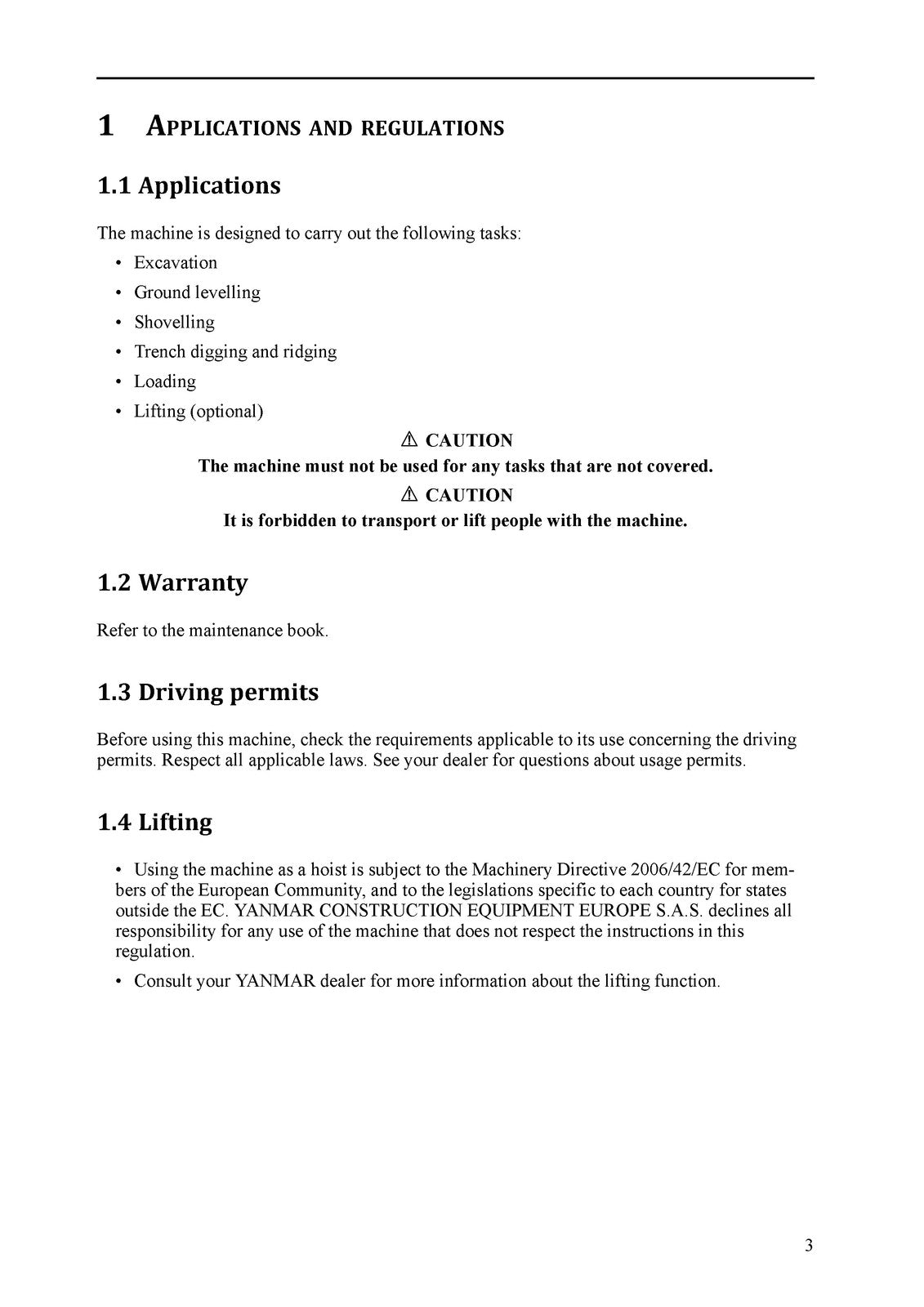 YANMAR ViO38-6 Mini Excavator User Operation and Maintenance Manual - WIRE BOUND