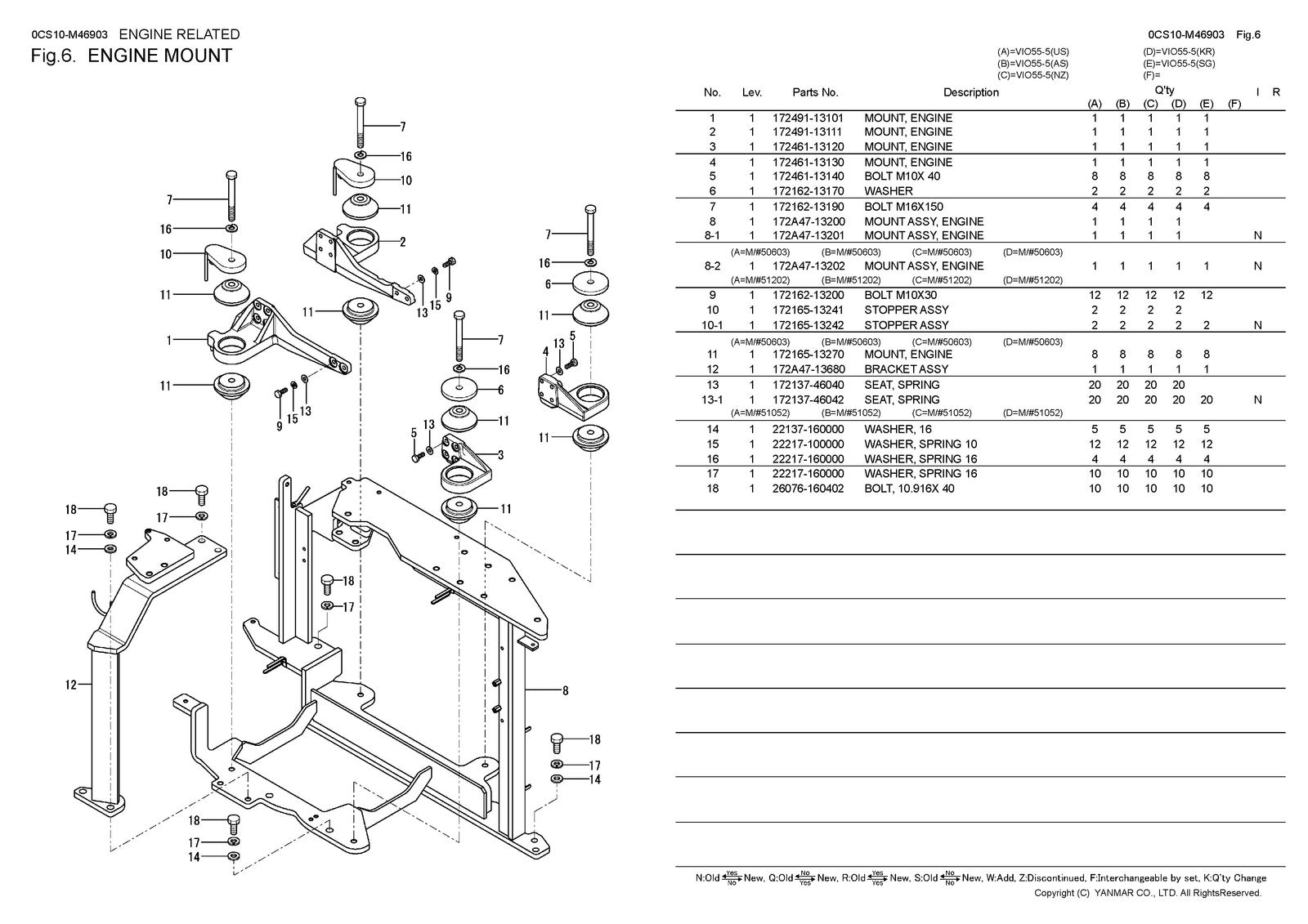 YANMAR ViO55-5 Excavator Parts Catalog Manual 2016 - WIRE BOUND - TOUGH COVERS
