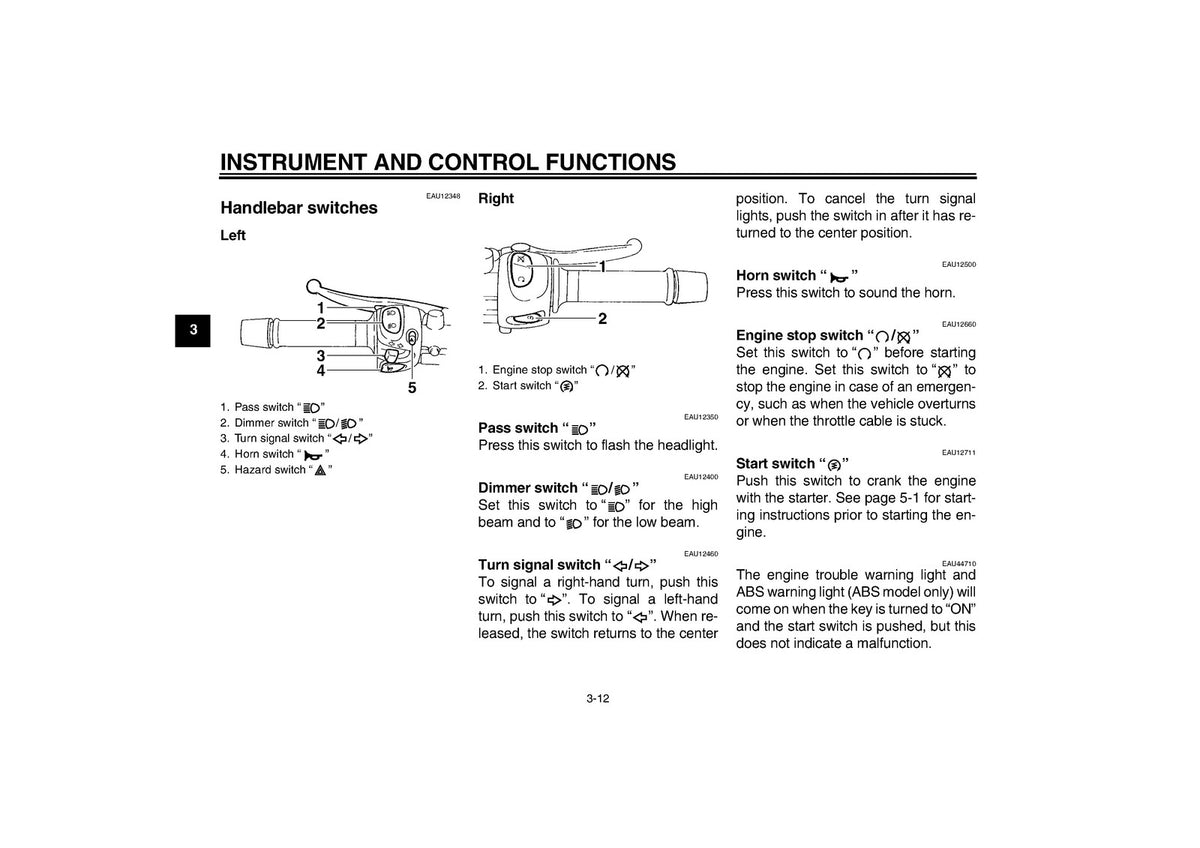 YAMAHA XJ6F XJ6FA Motorcycle Owners Manual 2010 - WIRE BOUND - TOUGH COVERS
