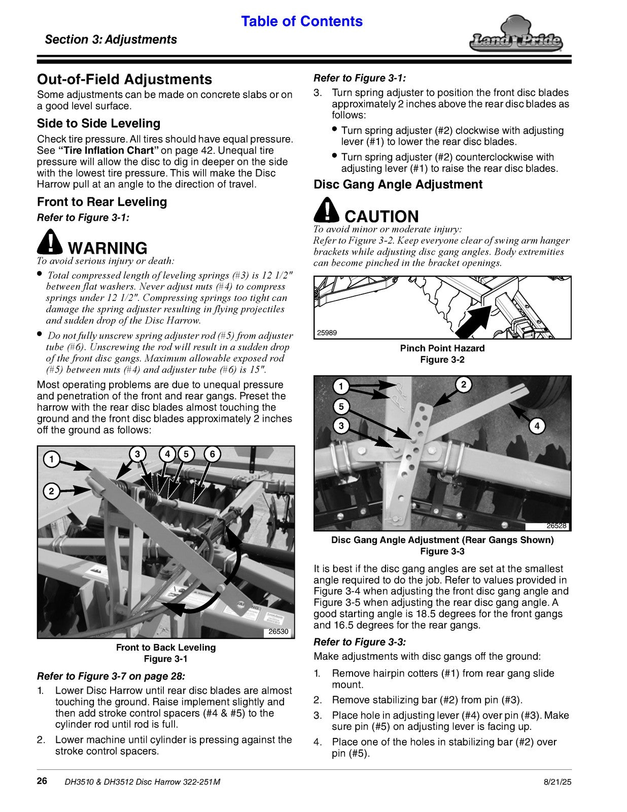 LAND PRIDE DH35 Series Disc Harrows Operators Manual - WIRE BOUND - TOUGH COVERS