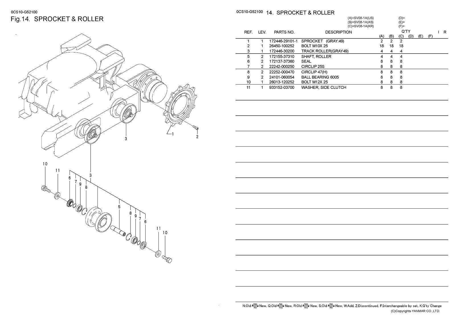 YANMAR SV08-1A Excavator Parts Catalog Manual 2013 - WIRE BOUND - TOUGH COVERS
